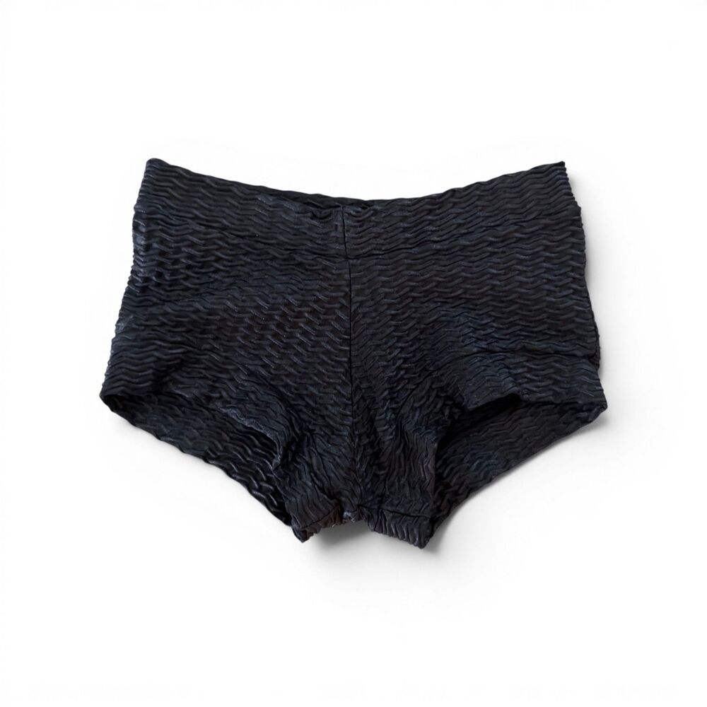 Booty by Brabants One Size Black Textured Scrunch Booty Shorts High Waist